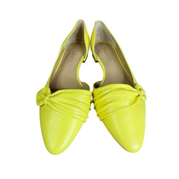 NEW Talbots Yellow Leather Flats Bow Pointed Toe D’Orsay Ballet Shoes 7.5 - Picture 3 of 9